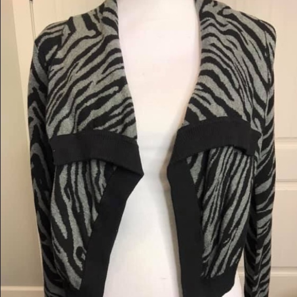 Express Zebra Drape Crop Cardigan